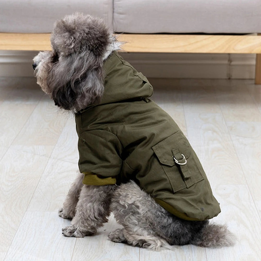 Jacket With Harness, Winter Heavy Windproof, Hiking Dog Warm Jacket