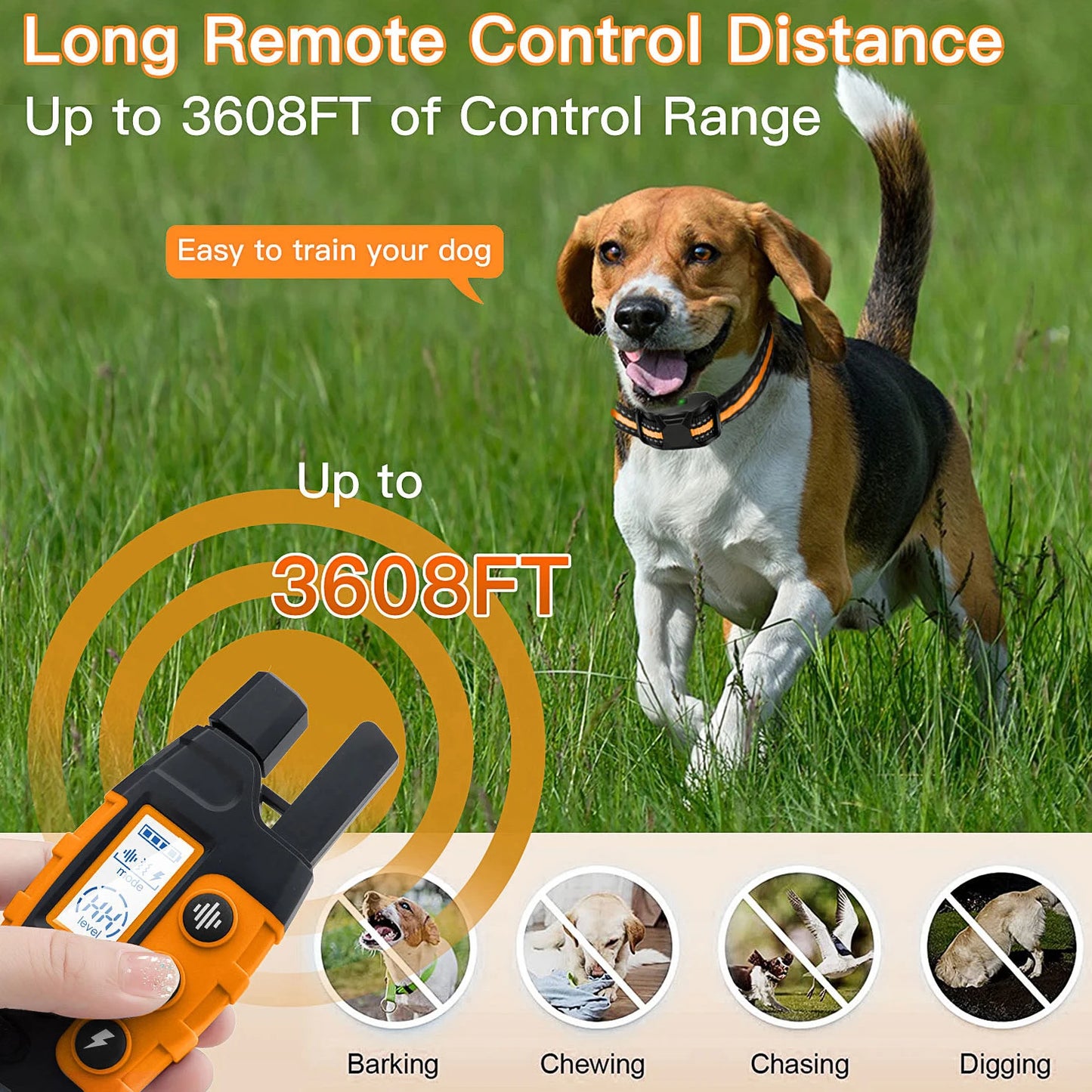 Electric Remote Control Dog Behavior Training Collar, Waterproof, Shock Vibration