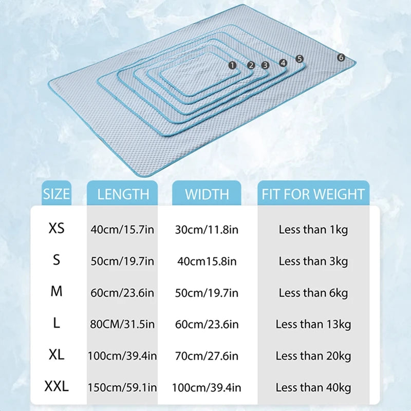 Summer Dog Cooling Mat, Cold Bed with Cool Ice Silk Moisture-proof Mattress