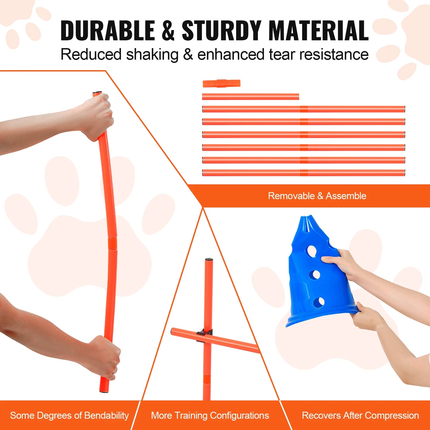 Dog Agility Training Hurdle Cone Set, Height Adjustable Crossbar Puppy Obstacle Course