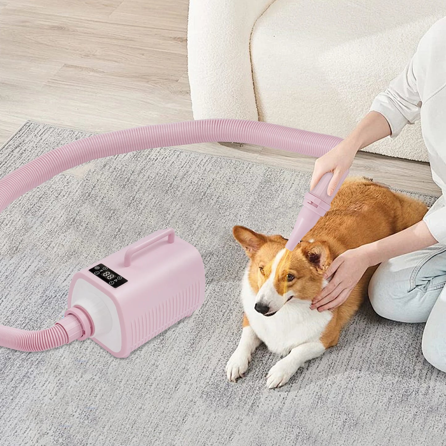 Professional Dog LED Display Hair Dryer Adjustable Temp & 9 Speed Settings, High-Speed Blower