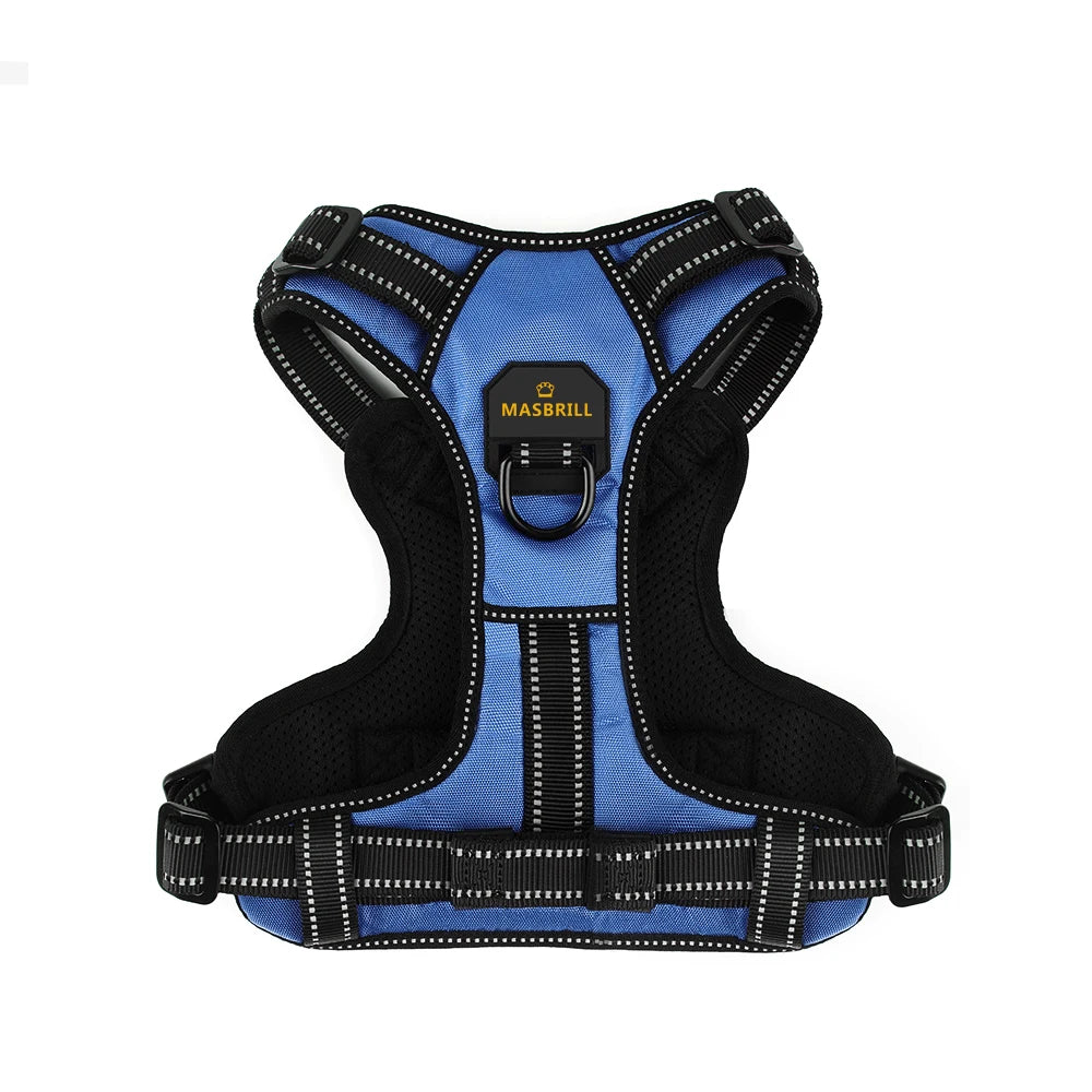 Dog Nylon Adjustable Reflective Dog Vest, No Pull, 2 Metal Leash Hooks, Easy Control