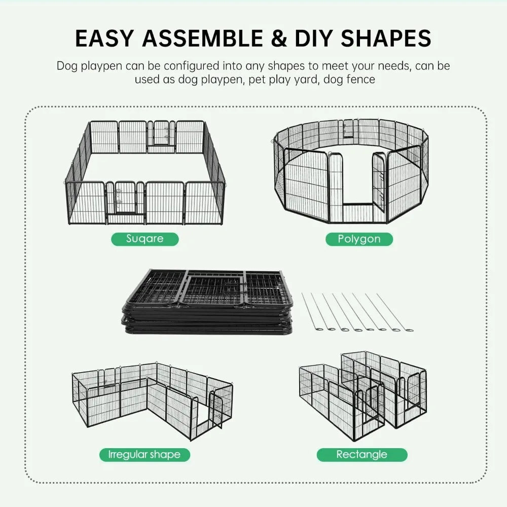 Dog Metal Playpen Indoor, Outdoor 40 inch 16 Panels, Camping Fence with Doors,