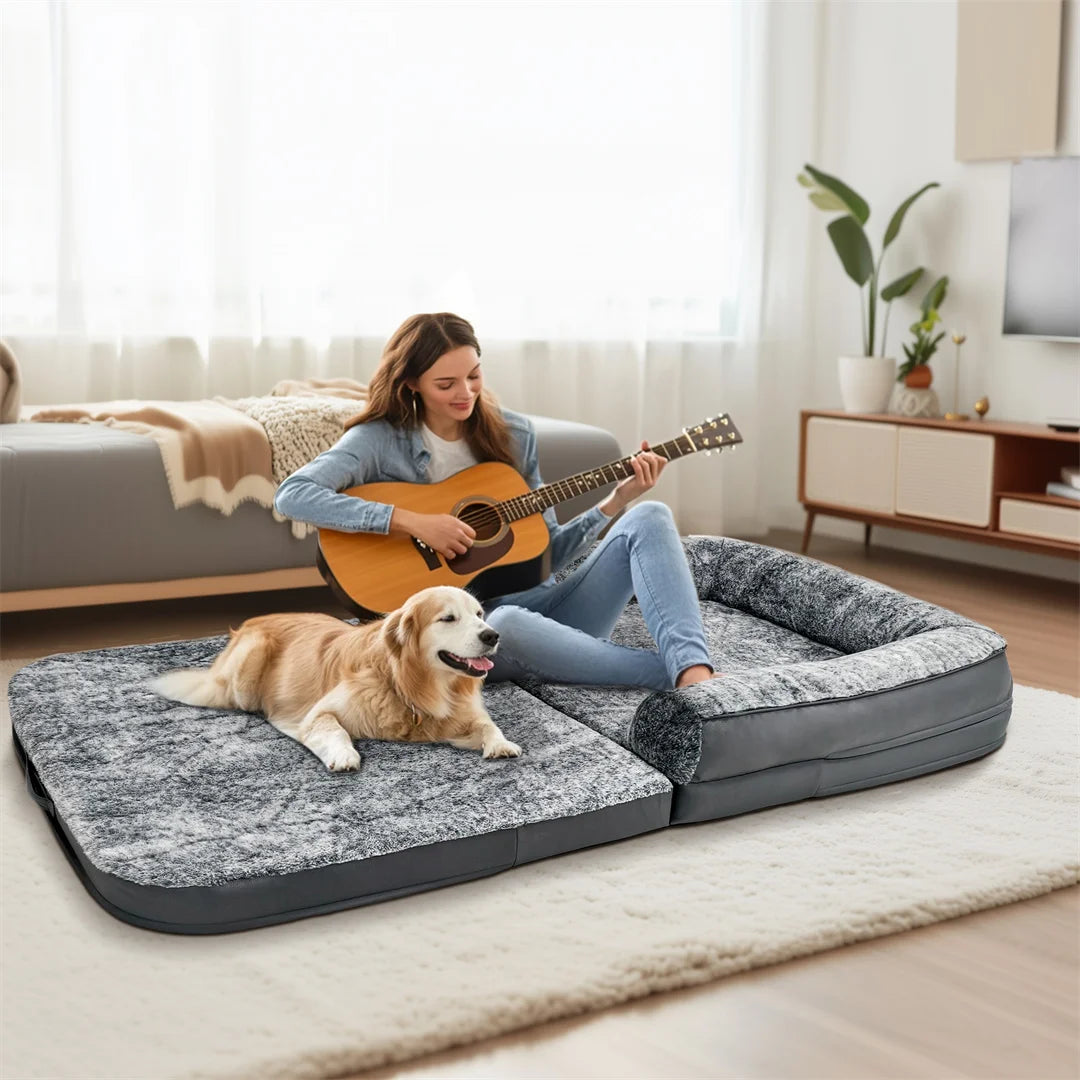 180cm Long Human-Size Calming Giant Dog Bed Foldable,Plush, Orthopedic