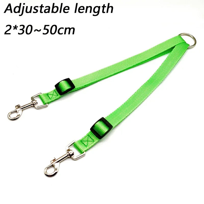 Twin Dual Coupler Dog Leash Two in One Strong Nylon V Shape Adjustable ,2 Dogs Pet Lead