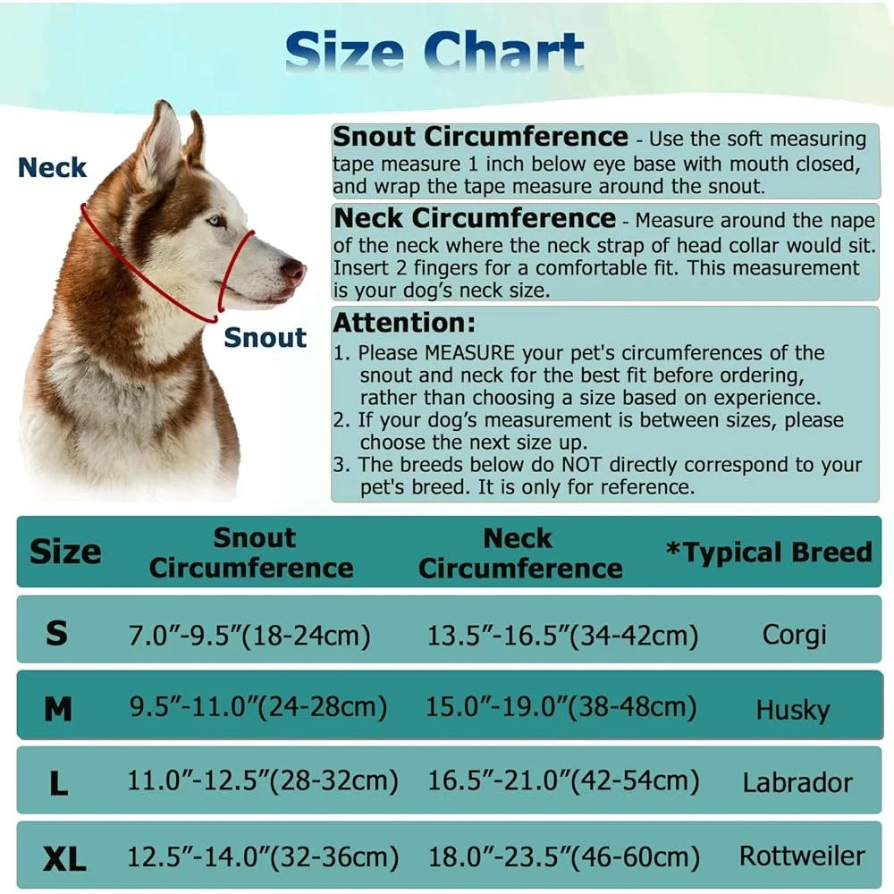 Dog Reflective Head Harness/Muzzle Heavy Pullers Aggressive Dogs