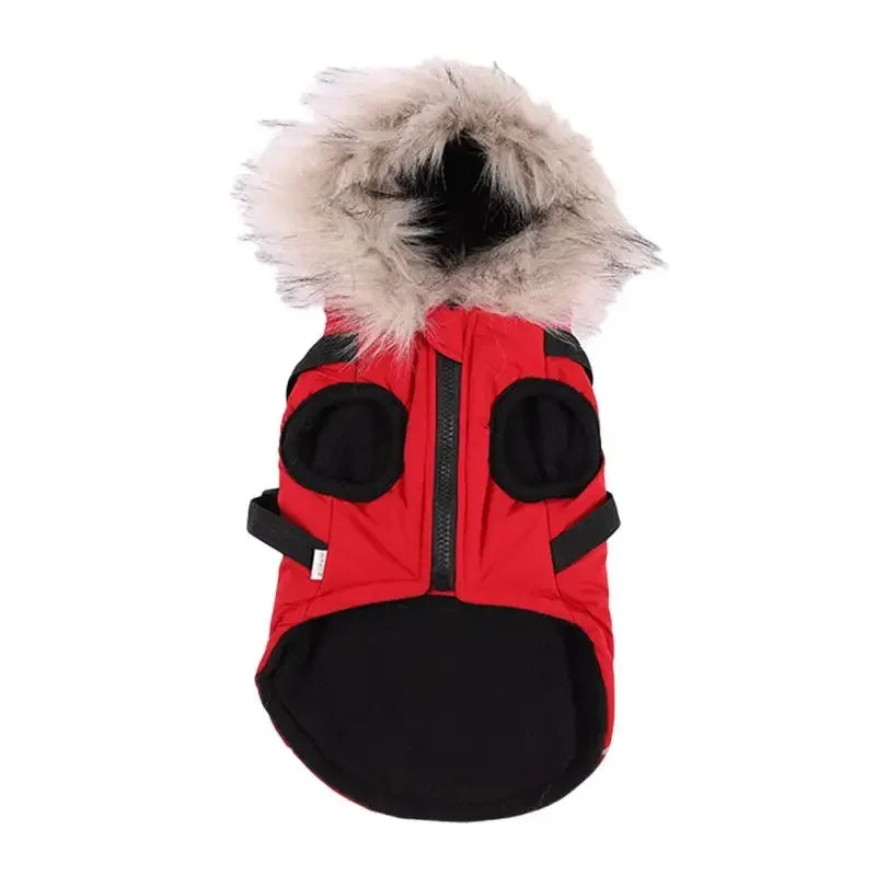 Waterproof, Hooded, Warm, Winter Dog Jacket With Harness