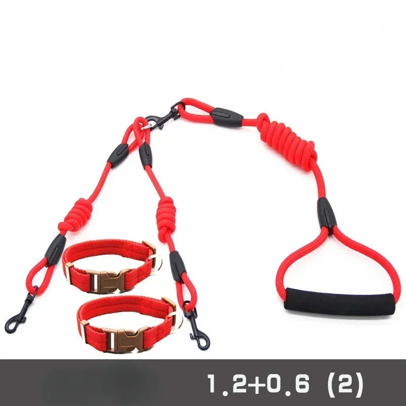 Double Leash, Small Dogs for Leash, 2 Ways Pet Nylon Dogs Lead Double Twin Coupler Stuff Black