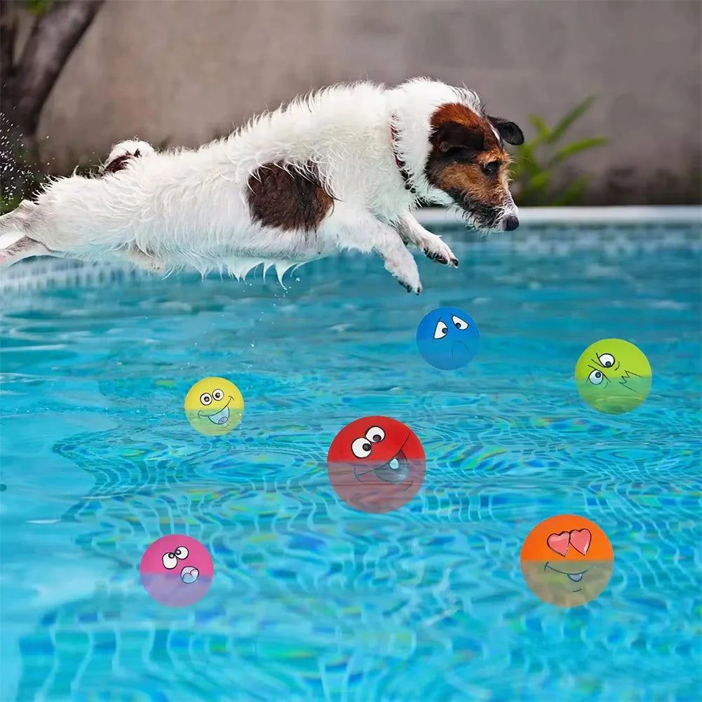 6Pcs Soft Latex, Bouncy, Smile Face Squeaky Dog Toy