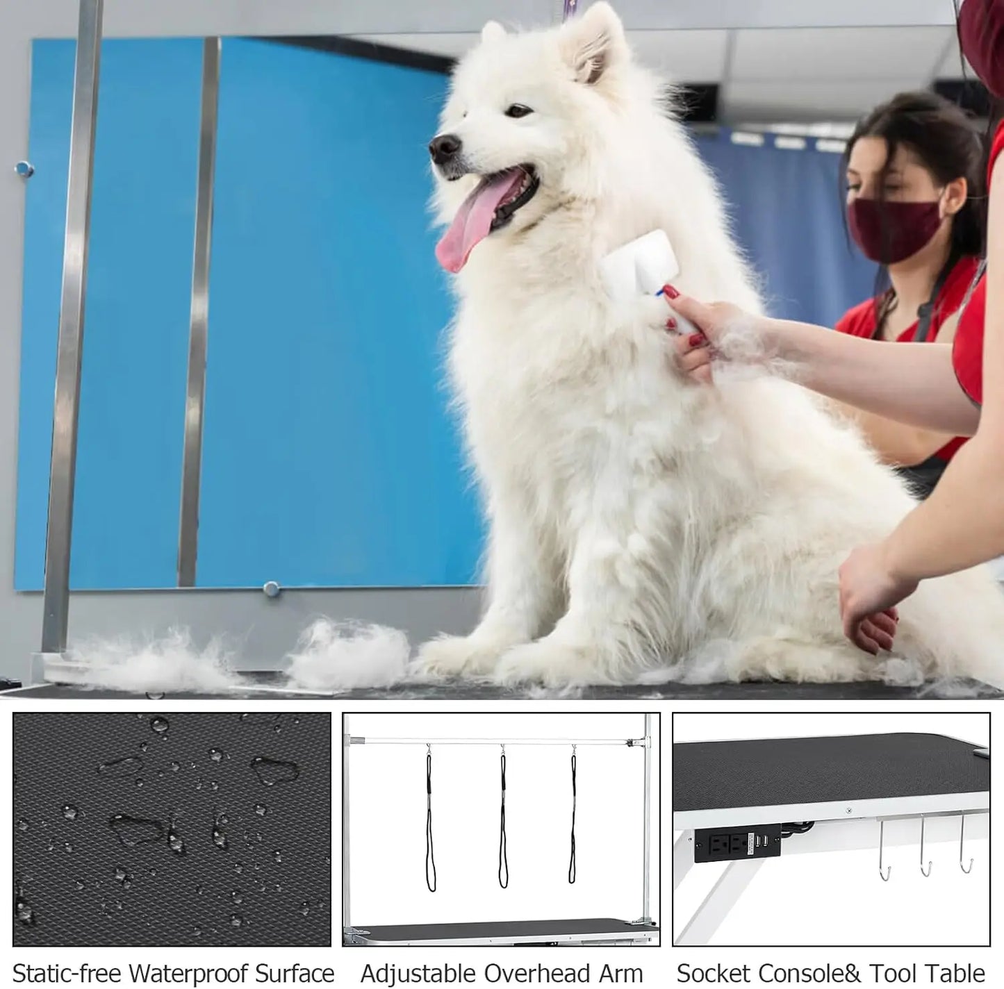 50Inch Electric Dog Grooming Table, Height Adjustable, X-Type Electric Lift Dog Grooming , Large Dogs