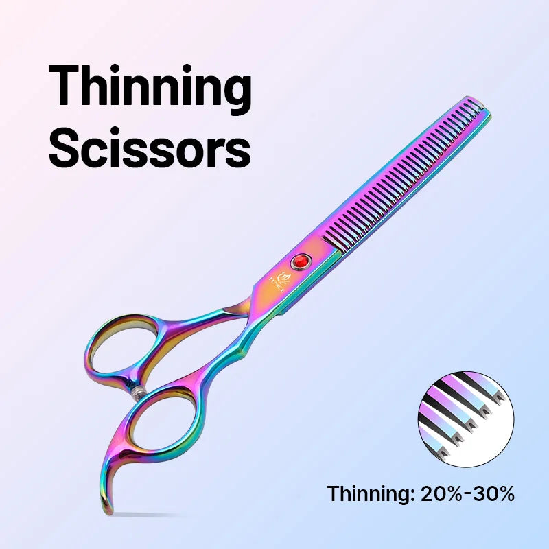 Dog grooming Scissors Shears /Home use, steel rainbow/black set