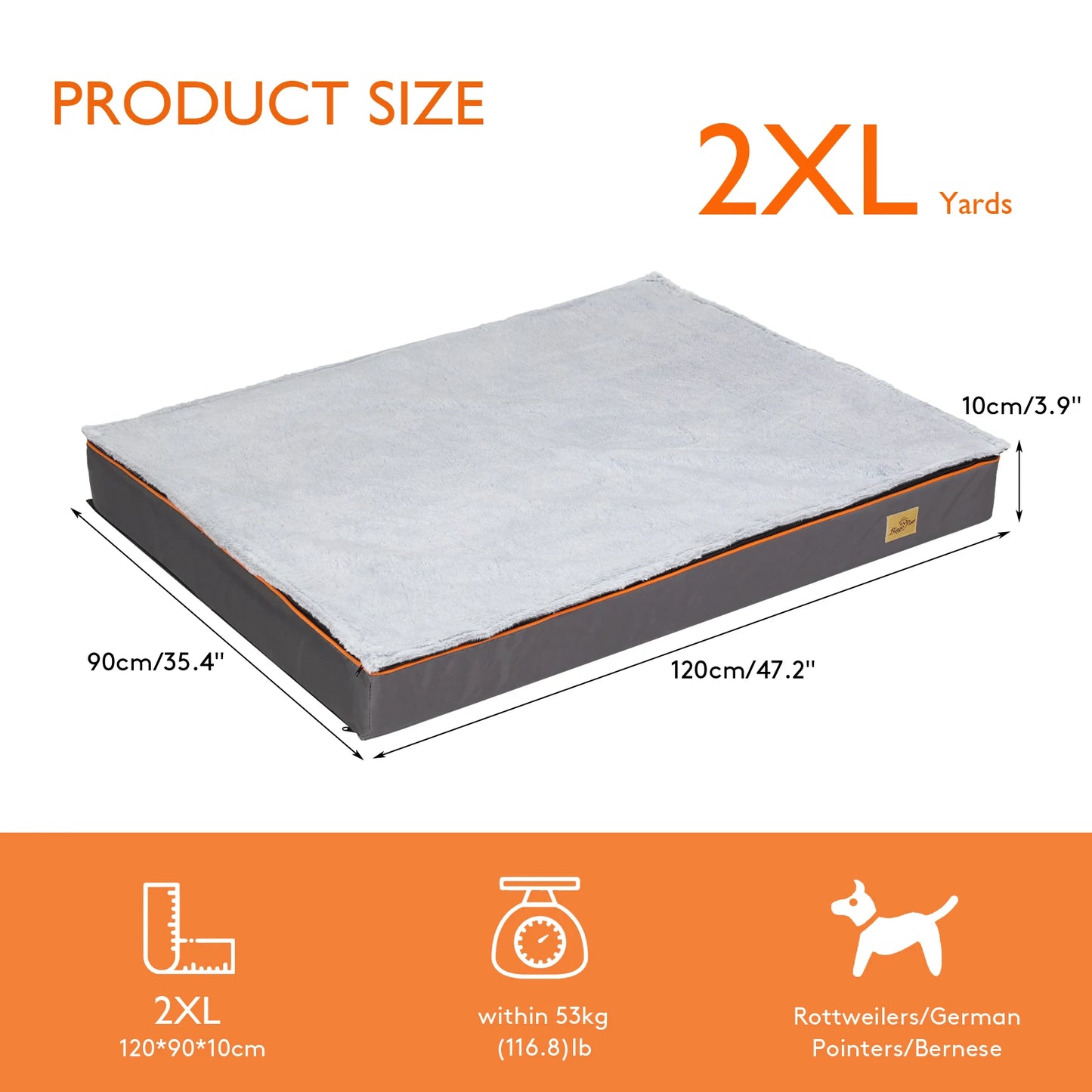 Dog Bed Large Padded Orthopedic. Foam Cushion Pillow Bed with Washable Cover