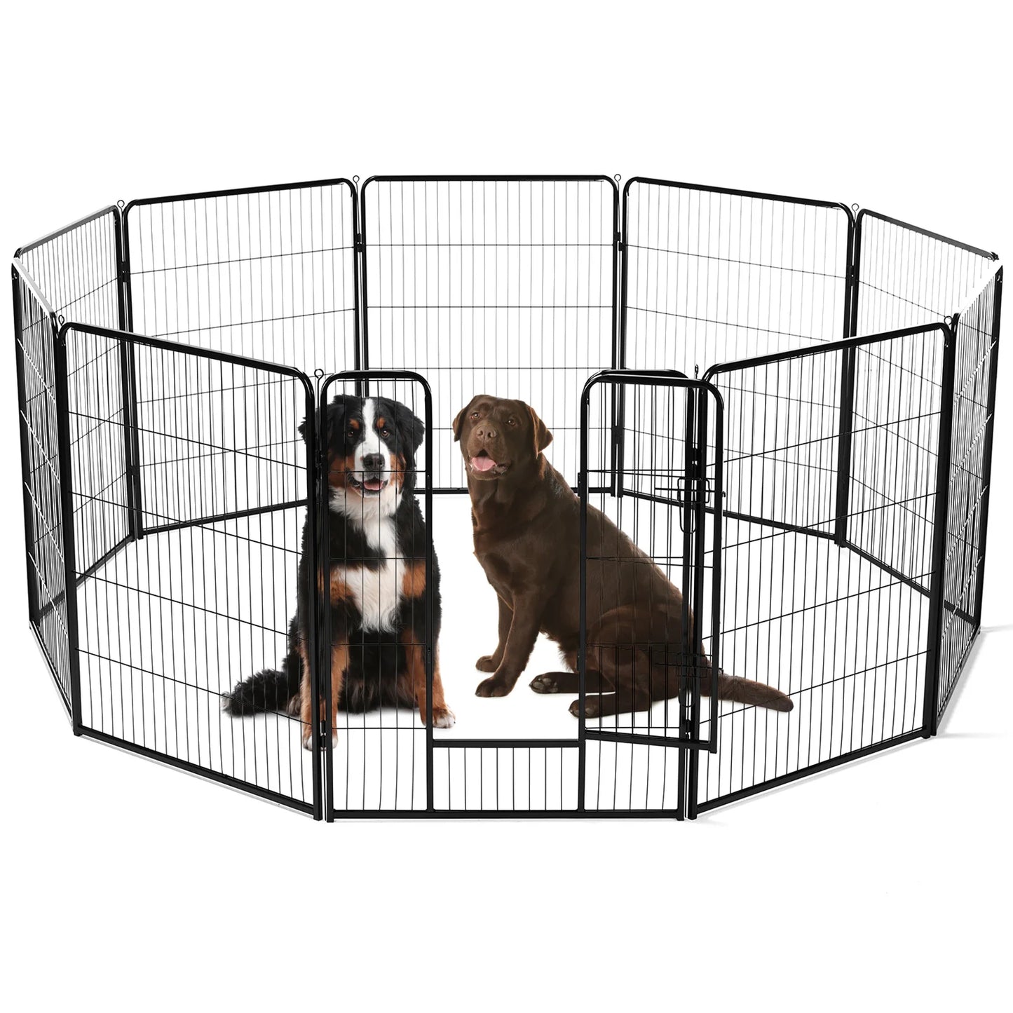 8 Panel Dog Playpen Indoor Exercise Fence, Metal Heavy Duty Crates with Doors
