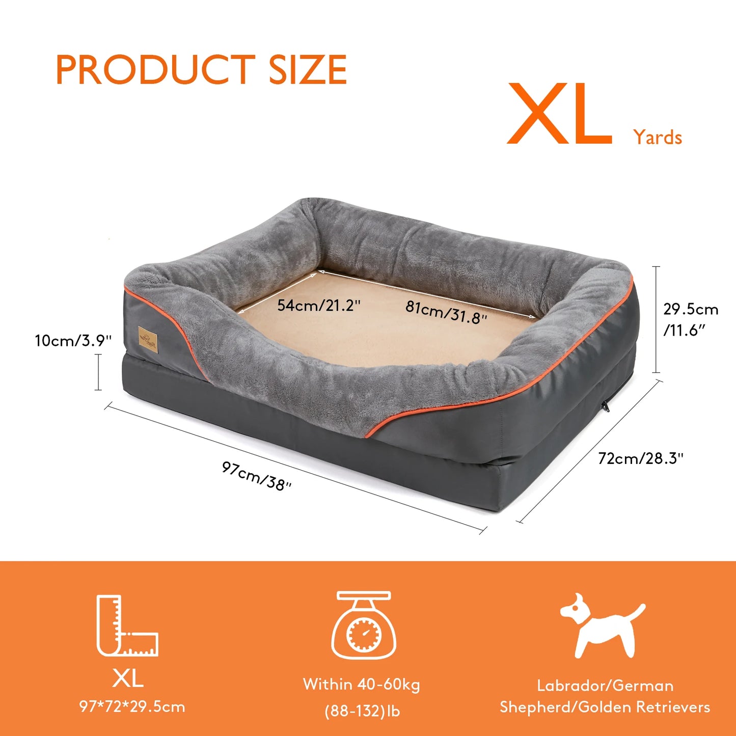 Large Dog Bed Waterproof, Soft. Comfortable. Anti Allergy. Warm Fleece. Removable Washable Cover