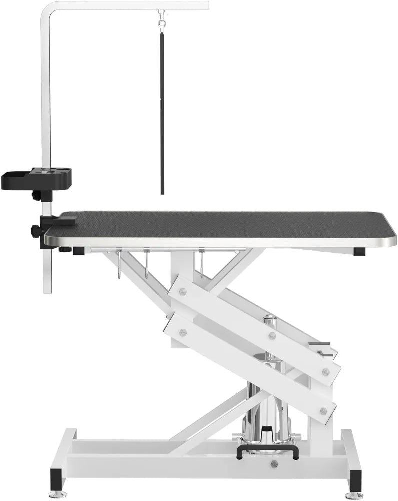 Heavv Duty, Z-Lift, Hydraulic Dog Grooming Table, Anti-Static Table Top, Armrests/Leash Covers