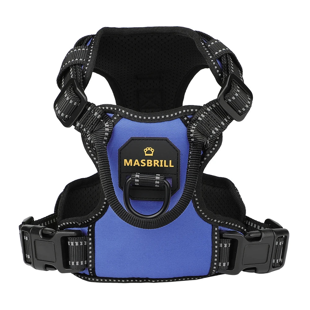 Dog Nylon Adjustable Reflective Dog Vest, No Pull, 2 Metal Leash Hooks, Easy Control