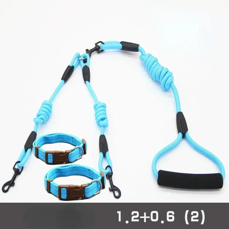 Double Leash, Small Dogs for Leash, 2 Ways Pet Nylon Dogs Lead Double Twin Coupler Stuff Black