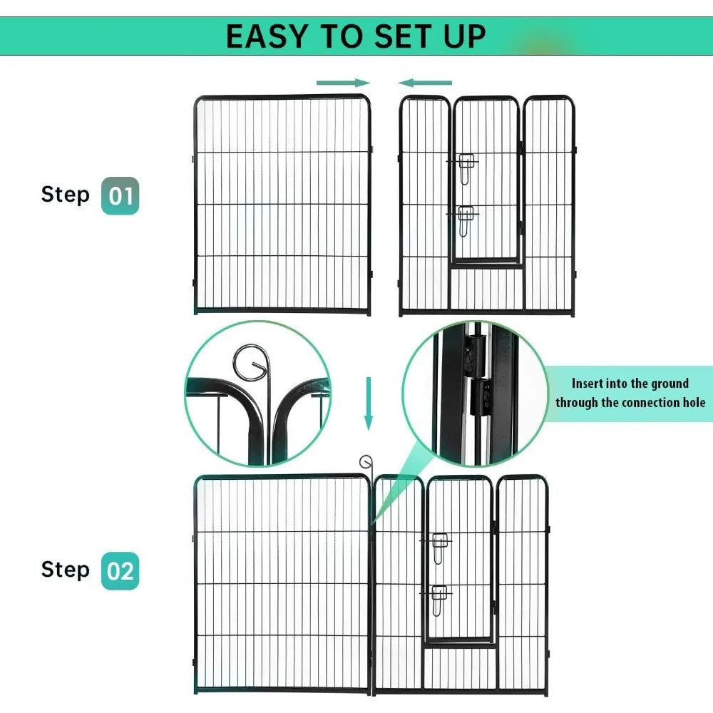 Dog Metal Playpen Indoor, Outdoor 40 inch 16 Panels, Camping Fence with Doors,