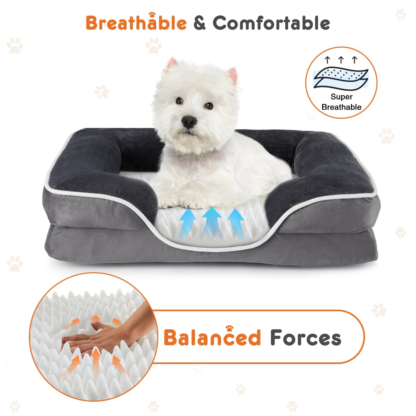 Memory Foam Orthopedic, Washable Removable Cover Dog Bed
