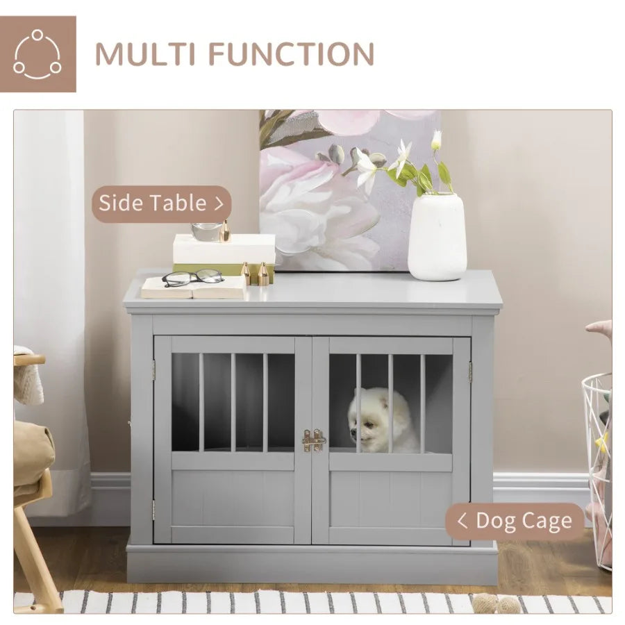 Triple Doors Steel Wooden Furniture End Table Dog Crate/Kennel