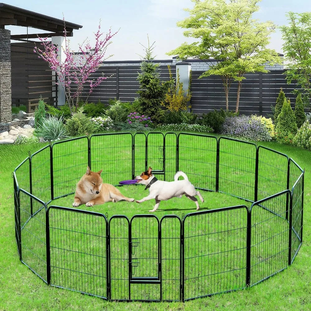 Dog Metal Playpen Indoor, Outdoor 40 inch 16 Panels, Camping Fence with Doors,