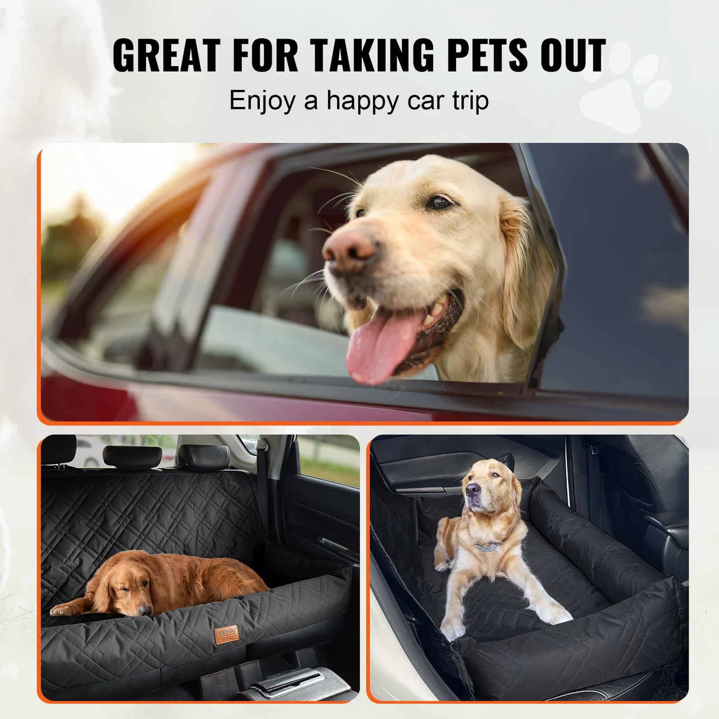 Dog Waterproof, Booster Seat Car Seat/Bed with Clip-On Safety Leash