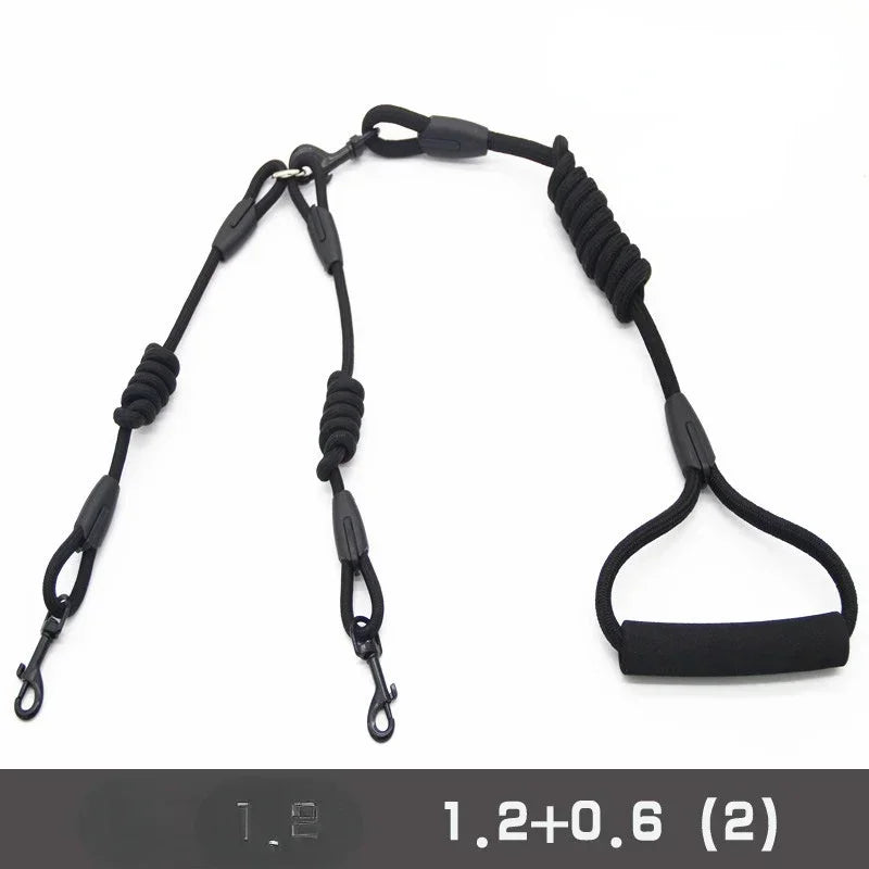 Double Leash, Small Dogs for Leash, 2 Ways Pet Nylon Dogs Lead Double Twin Coupler Stuff Black