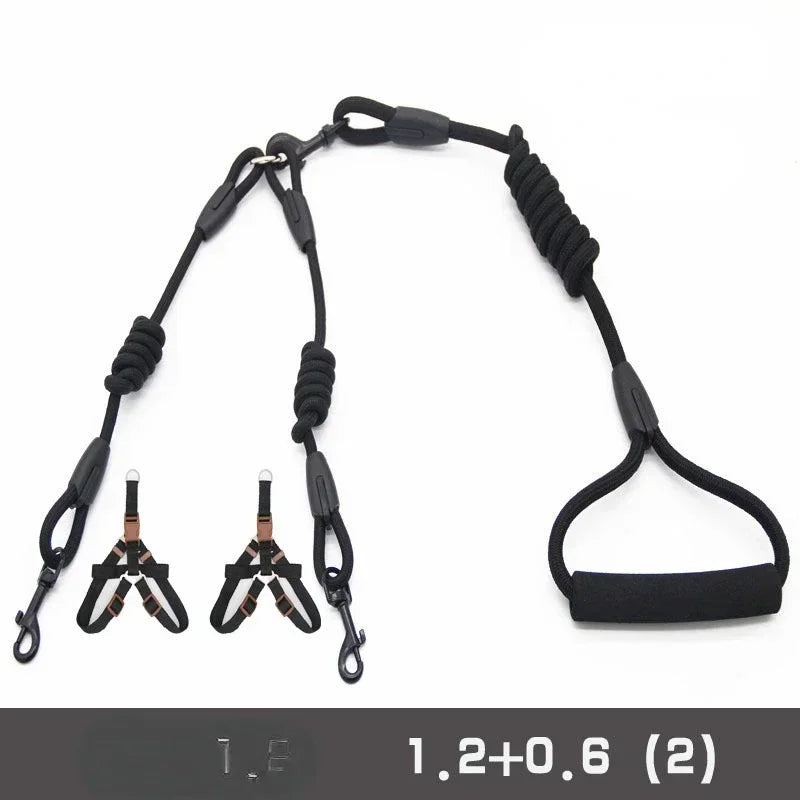 Double Leash, Small Dogs for Leash, 2 Ways Pet Nylon Dogs Lead Double Twin Coupler Stuff Black
