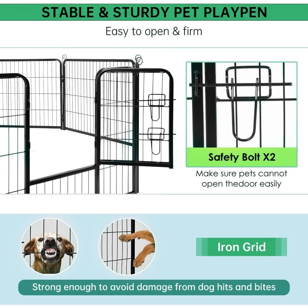 Dog Metal Playpen Indoor, Outdoor 40 inch 16 Panels, Camping Fence with Doors,
