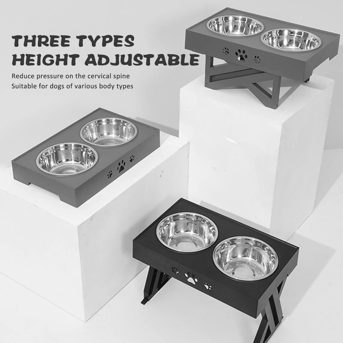 Stainless Steel, Elevated, Non-Slip, No Spill Dog Bowl, Promotes Healthy Digestion