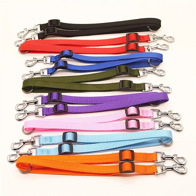Twin Dual Coupler Dog Leash Two in One Strong Nylon V Shape Adjustable ,2 Dogs Pet Lead