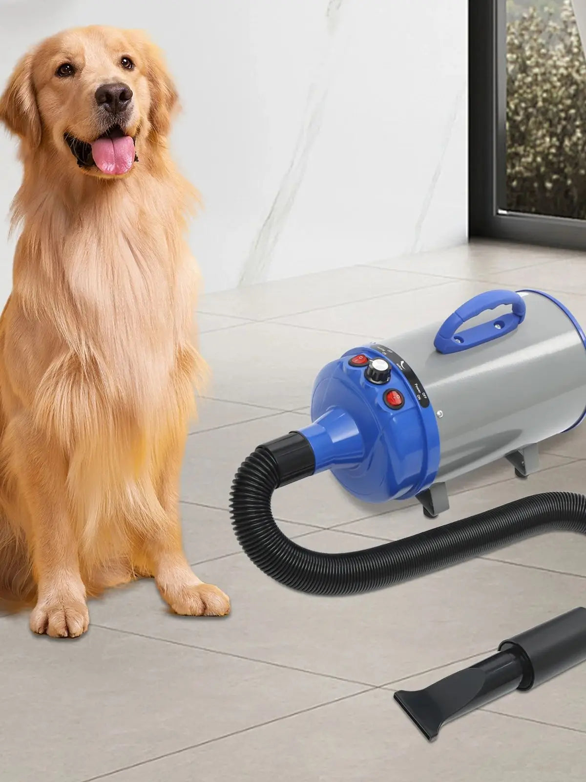 Dog Electric, Adjustable Wind, Two Temperatures, 4 Nozzles, Hair Dryer/Blower