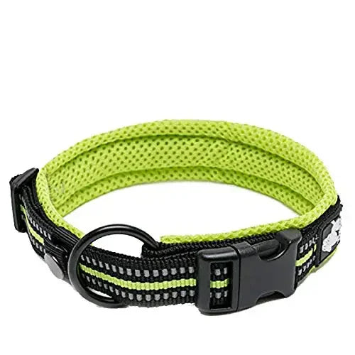 Pet Dog Collar Nylon Adjustable, Padded Soft Reflective Durable Heavy Duty Training