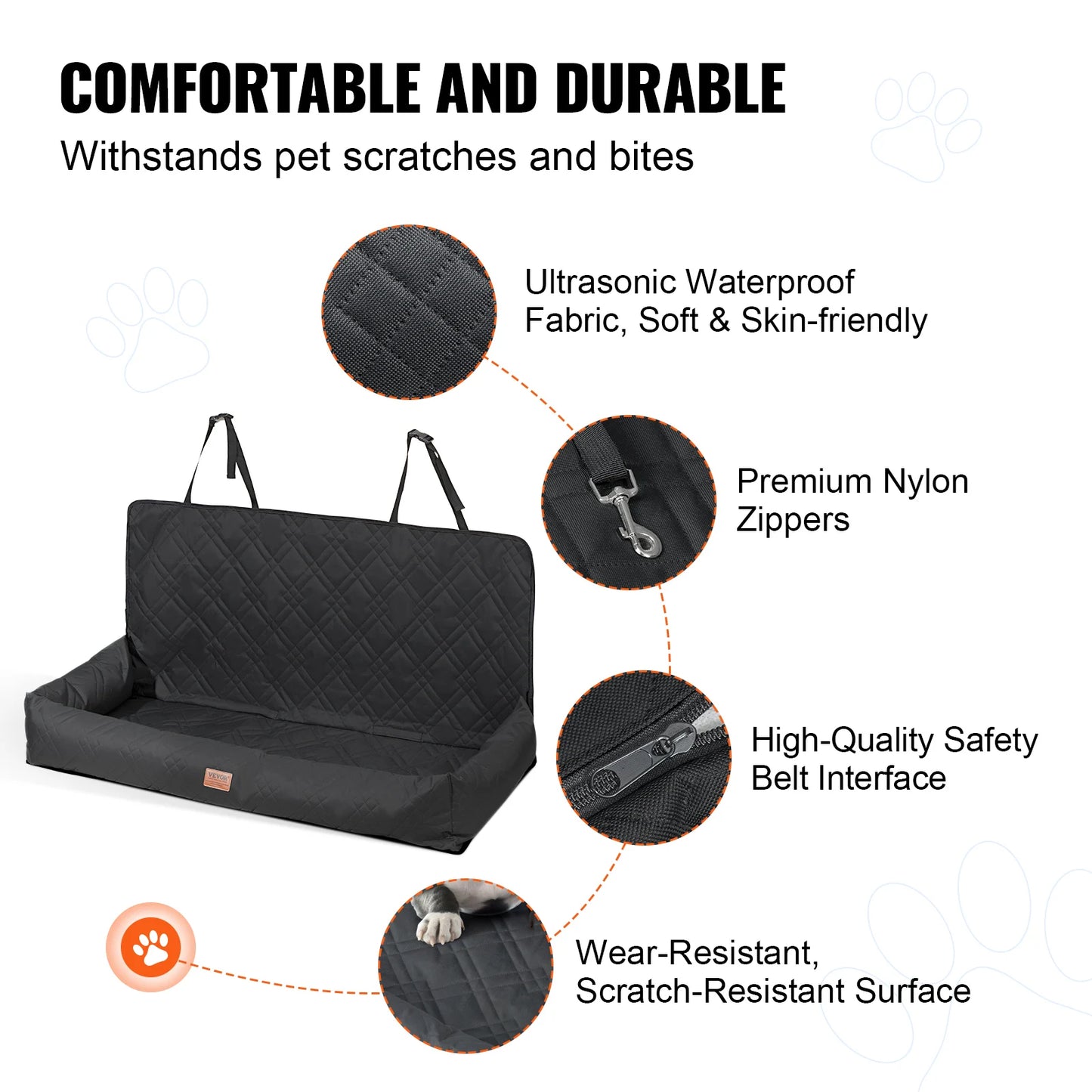 Dog Waterproof, Booster Seat Car Seat/Bed with Clip-On Safety Leash