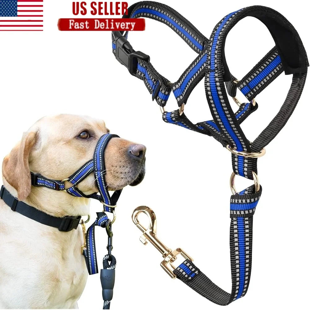 Dog Reflective Head Harness/Muzzle Heavy Pullers Aggressive Dogs