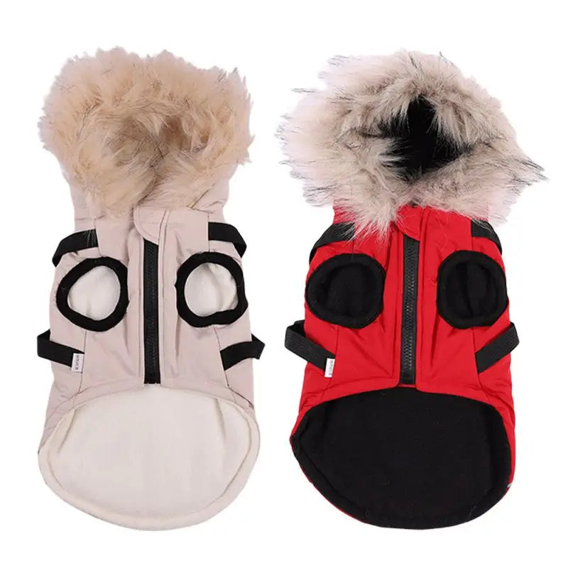 Waterproof, Hooded, Warm, Winter Dog Jacket With Harness
