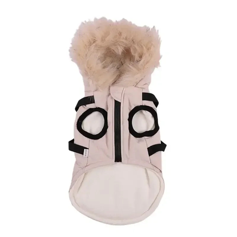 Waterproof, Hooded, Warm, Winter Dog Jacket With Harness