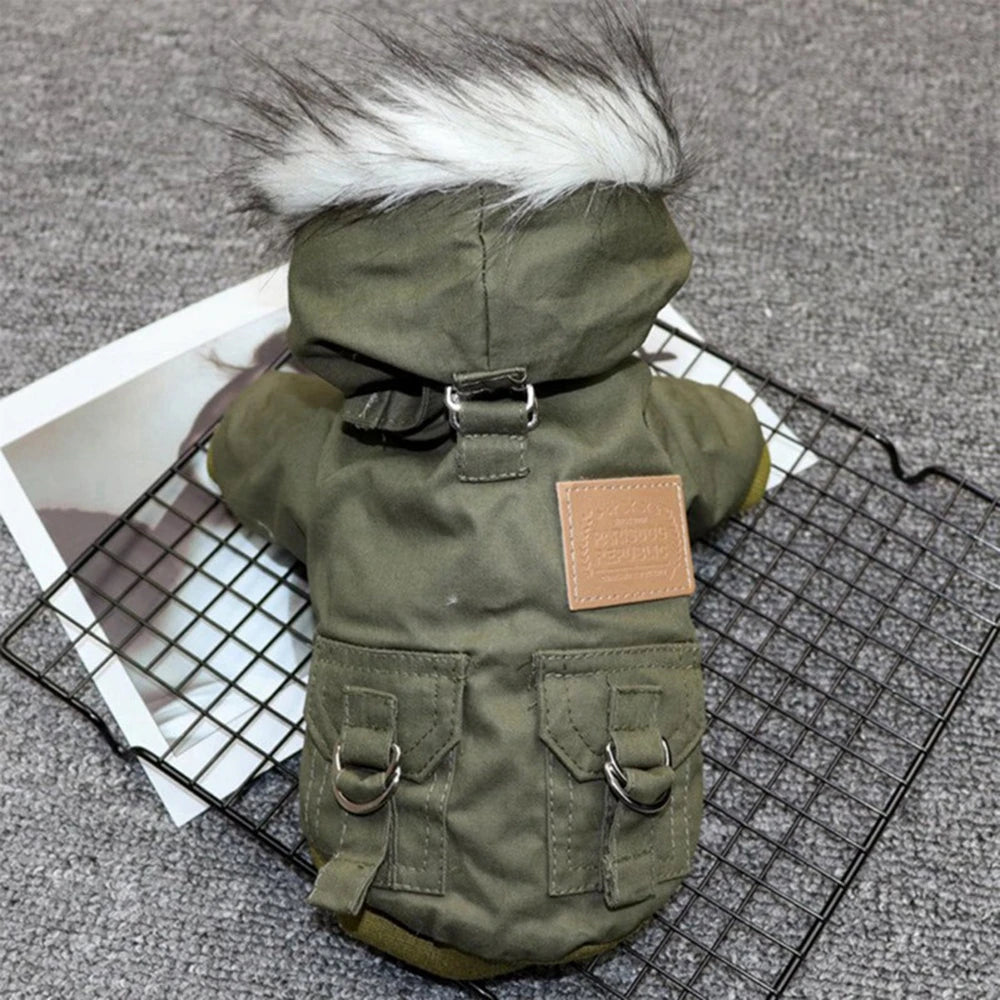 Jacket With Harness, Winter Heavy Windproof, Hiking Dog Warm Jacket