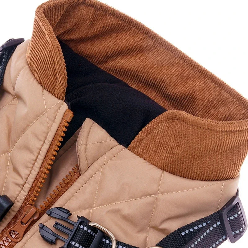 Warm, Winter Zippered Harness Dog Coat