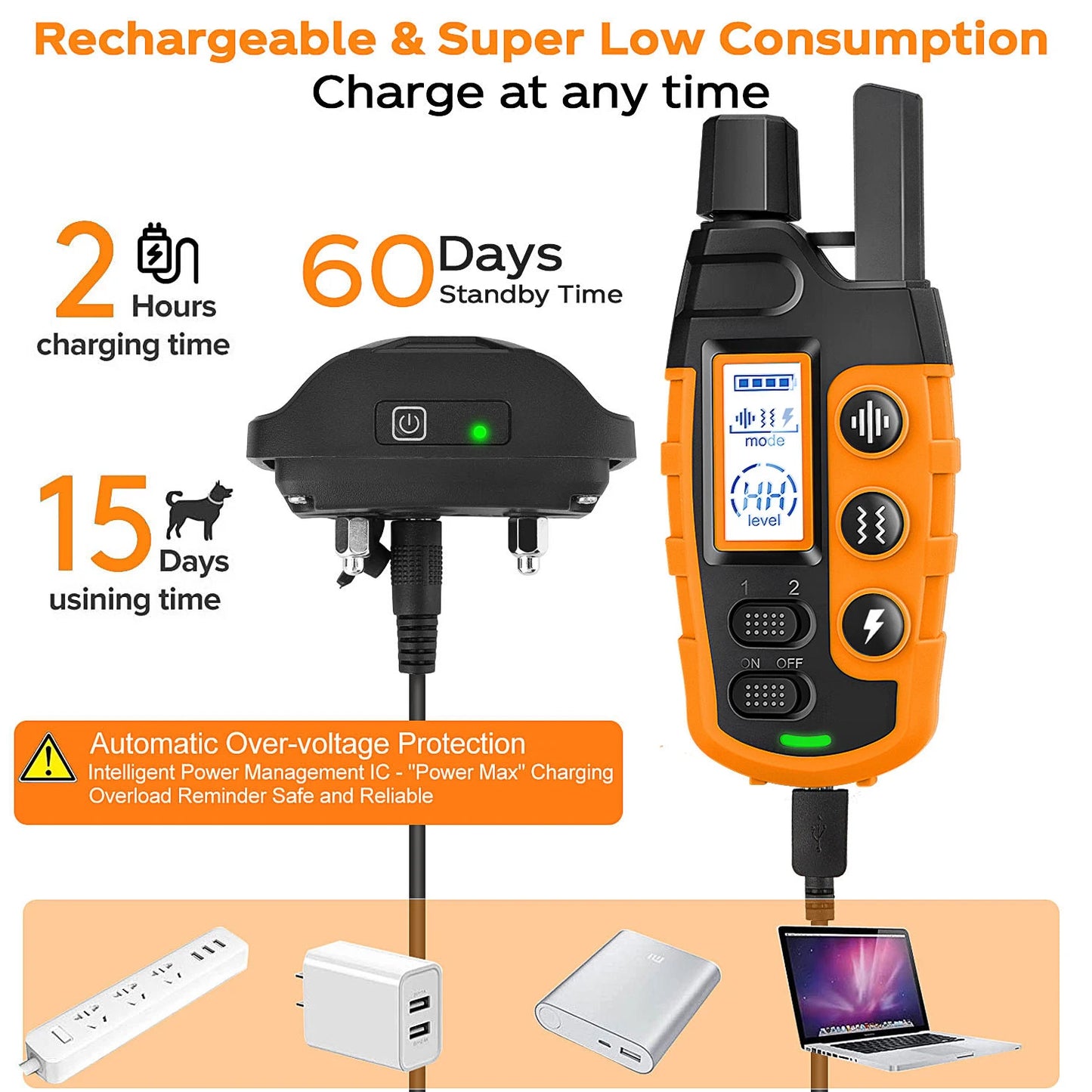 Electric Remote Control Dog Behavior Training Collar, Waterproof, Shock Vibration