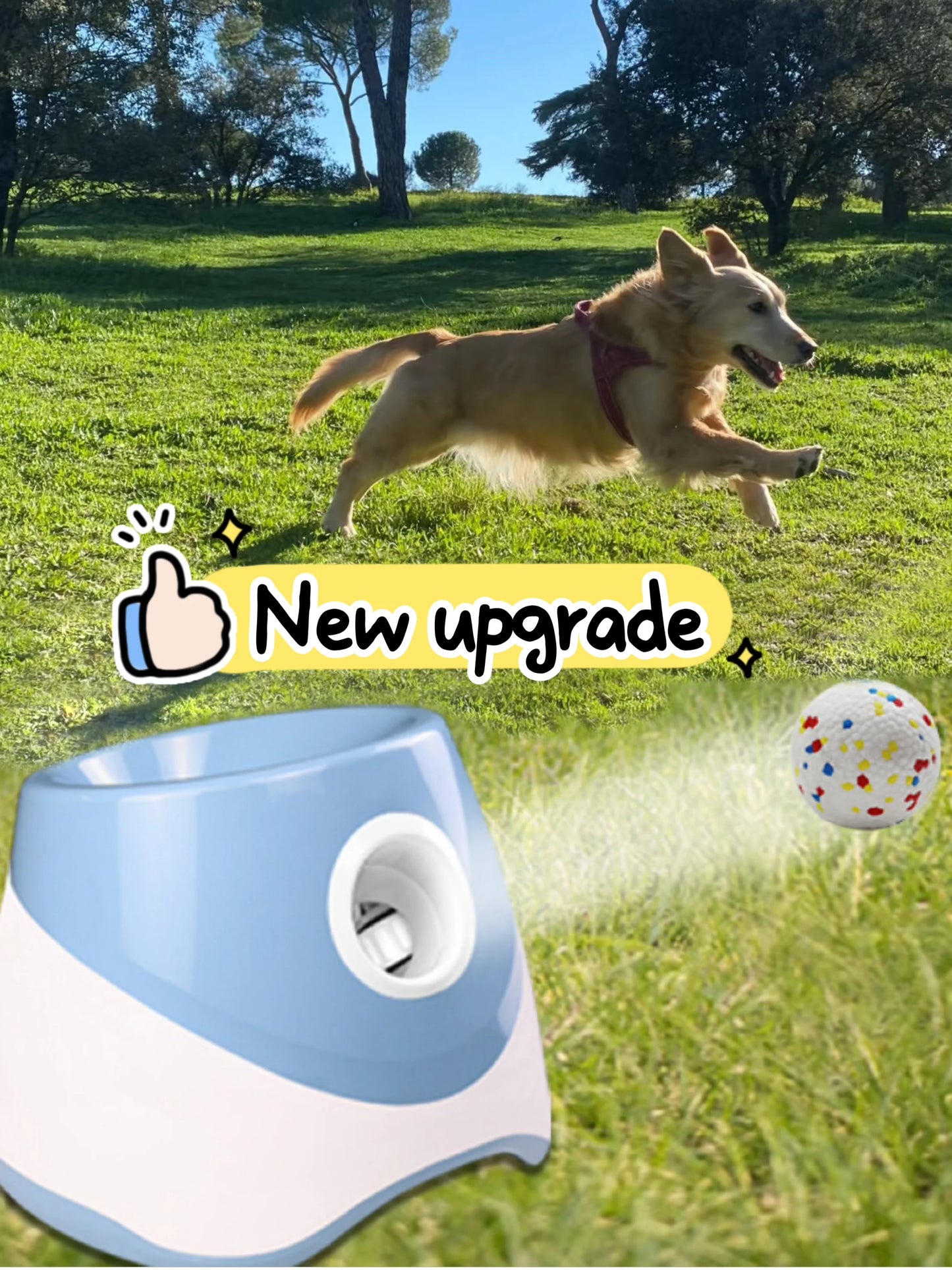 Fun Interactive Dog Launcher, Automatic Chase Toy Tennis Throwing Rechargable Catapult USB Charging
