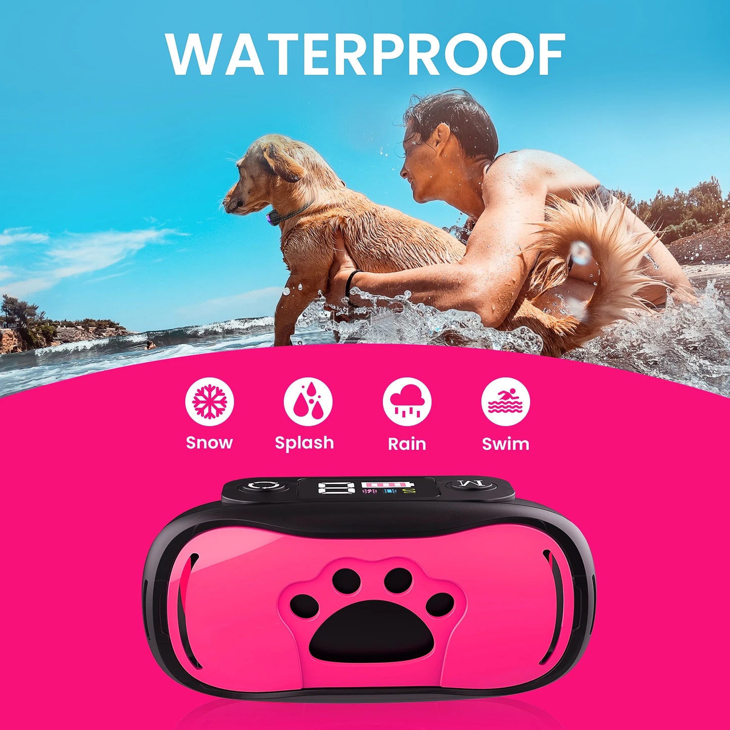 Rechargeable Anti Barking Training Dog Bark Collar, Sensitivity Intensity Beep Vibration