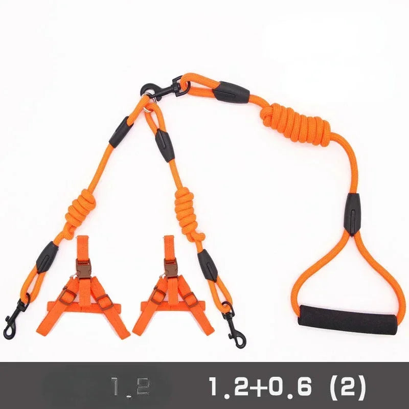 Double Leash, Small Dogs for Leash, 2 Ways Pet Nylon Dogs Lead Double Twin Coupler Stuff Black