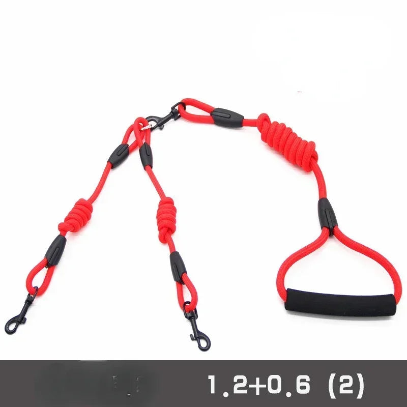 Double Leash, Small Dogs for Leash, 2 Ways Pet Nylon Dogs Lead Double Twin Coupler Stuff Black