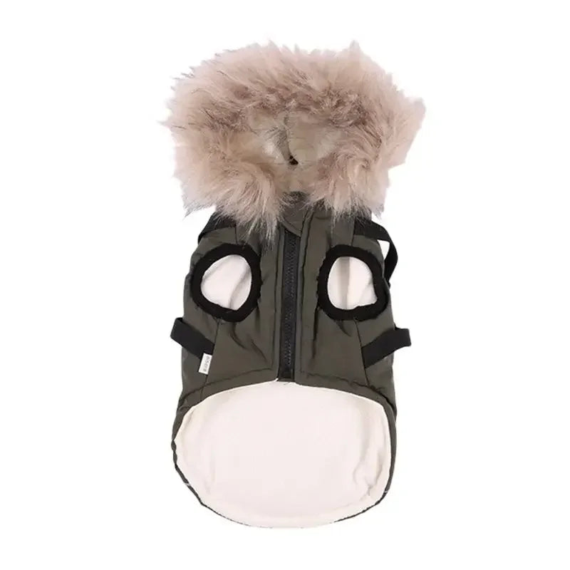 Waterproof, Hooded, Warm, Winter Dog Jacket With Harness