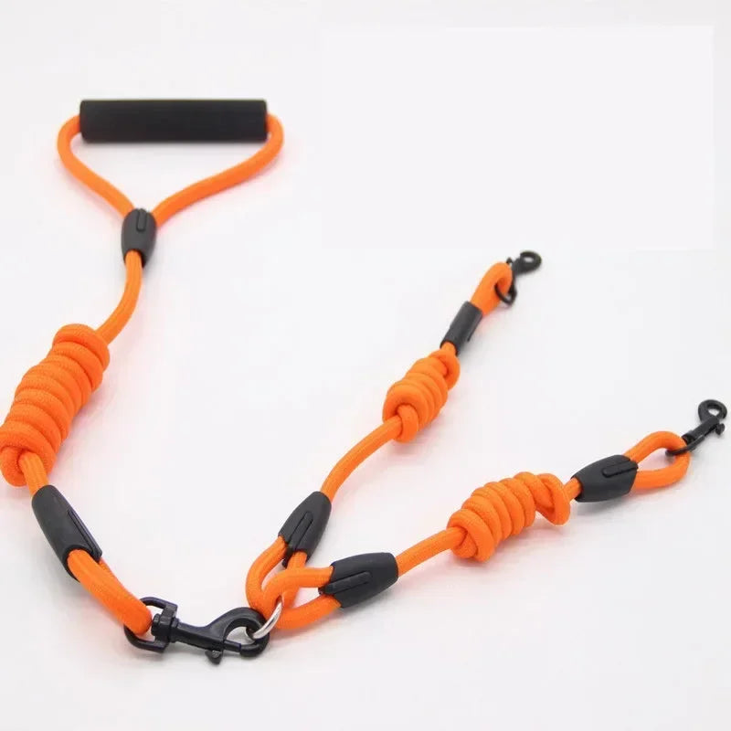 Double Leash, Small Dogs for Leash, 2 Ways Pet Nylon Dogs Lead Double Twin Coupler Stuff Black