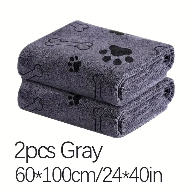 2pcs Soft Microfiber Dog Towels - Quick Dry, Absorbent, Bath & Grooming Towels