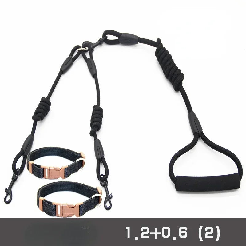 Double Leash, Small Dogs for Leash, 2 Ways Pet Nylon Dogs Lead Double Twin Coupler Stuff Black