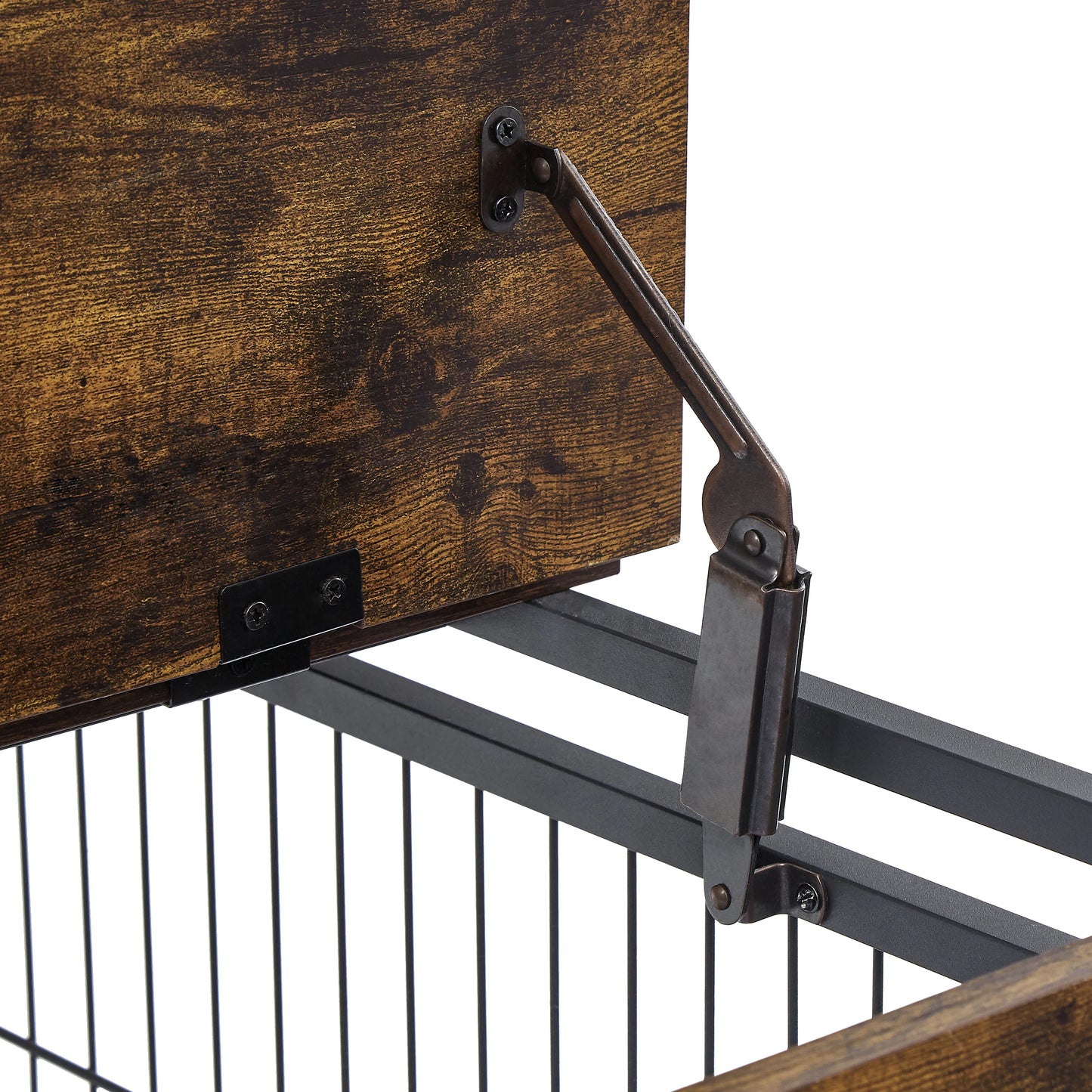 Rustic Brown Furniture Table on Wheels, Double Doors and Lift Top Dog Crate/Kennel