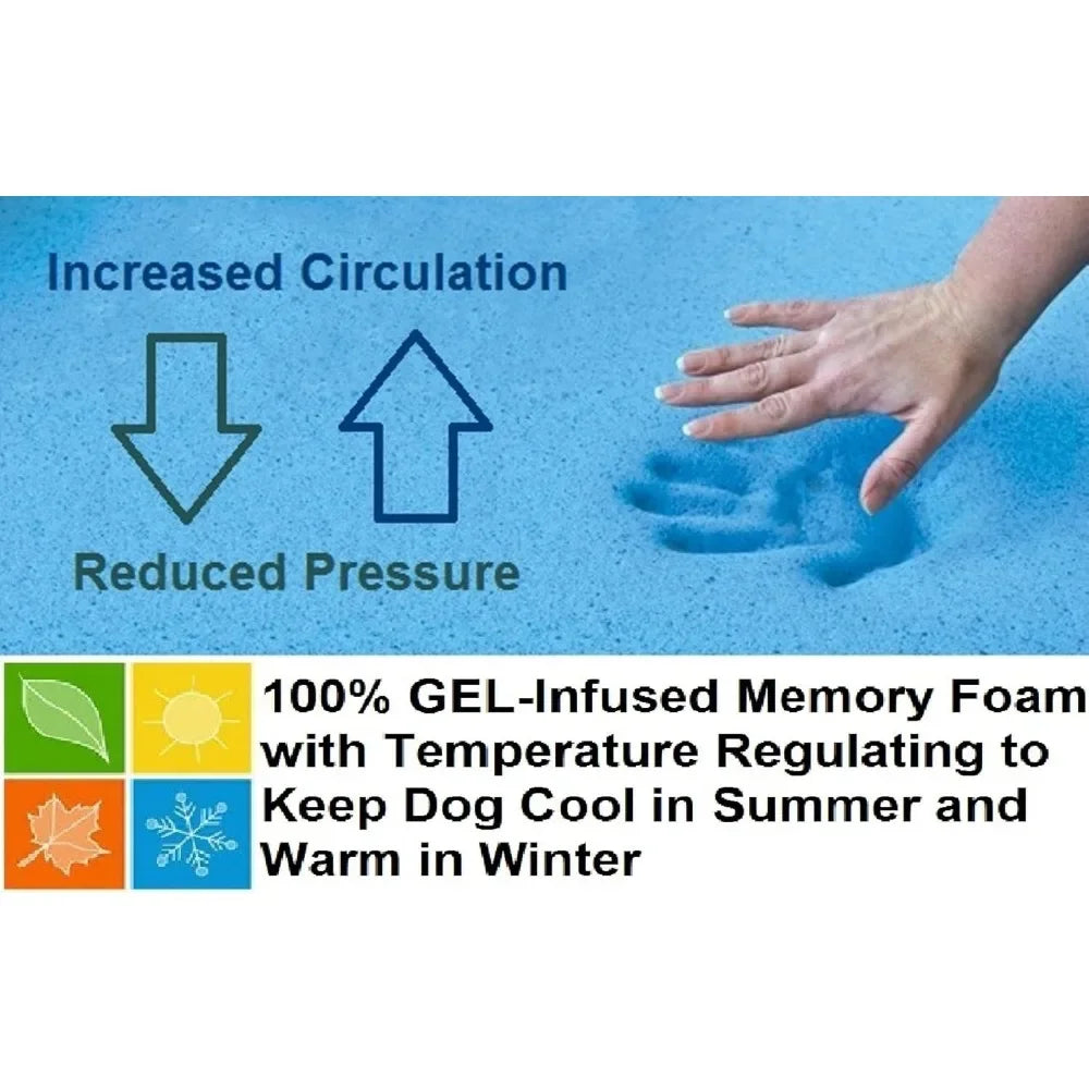 Washable Suede, Waterproof Orthopedic Cool Memory Foam Dog Bed